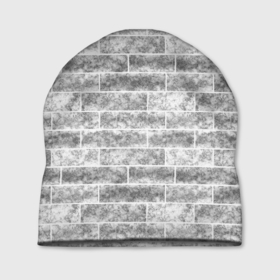 Шапка 3D с принтом Серая кирпичная стена стиль лофт , 100% полиэстер | универсальный размер, печать по всей поверхности изделия | brick wall | loft | marble | texture | кирпичная стена | лофт | серый