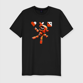 Мужская футболка хлопок Slim с принтом love death and robots оранжевый робот в Тюмени, 92% хлопок, 8% лайкра | приталенный силуэт, круглый вырез ворота, длина до линии бедра, короткий рукав | death | love | love death and robots | orange robot | robors | любовь | роботы