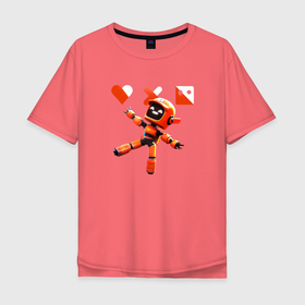 Мужская футболка хлопок Oversize с принтом love death and robots оранжевый робот , 100% хлопок | свободный крой, круглый ворот, “спинка” длиннее передней части | Тематика изображения на принте: death | love | love death and robots | orange robot | robors | любовь | роботы