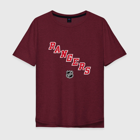 Мужская футболка хлопок Oversize с принтом New York Rangers NHL в Курске, 100% хлопок | свободный крой, круглый ворот, “спинка” длиннее передней части | Тематика изображения на принте: hnl | new york rangers | rangers | нхл | рейнджерс | хоккей