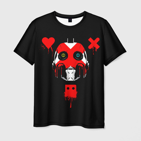Мужская футболка 3D с принтом love death and robots белый робот c крестом на лице в Санкт-Петербурге, 100% полиэфир | прямой крой, круглый вырез горловины, длина до линии бедер | death | love | love death and robots | robors | white robot | белый робот | крест | любовь | роботы