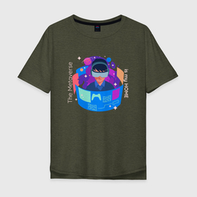 Мужская футболка хлопок Oversize с принтом Метавселенная   мой дом в Белгороде, 100% хлопок | свободный крой, круглый ворот, “спинка” длиннее передней части | vr | виртуальная | игры | компьютерные | метавселенная | мультивселенная | реальность
