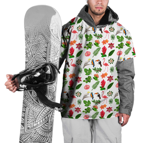 Накидка на куртку 3D с принтом TEXTURE OF EXOTIC FLORA AND FAUNA , 100% полиэстер |  | животные | попугай | растения | фауна | фламинго | флора | цветы