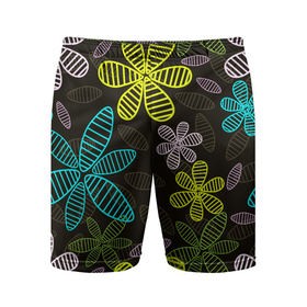 Мужские шорты спортивные с принтом MULTICOLORED TRANSPARENT FLOWERS в Курске,  |  | Тематика изображения на принте: ботанический | желтый | зеленый | красивый | растение | розовый | синий | узор | цветочный
