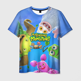 Мужская футболка 3D с принтом Мои поющие монстры , 100% полиэфир | прямой крой, круглый вырез горловины, длина до линии бедер | monsters | my singing monsters | my singings monsters | мои поющие монстры | поющие монстры