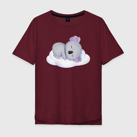 Мужская футболка хлопок Oversize с принтом Милая Коала Спит На Облачке в Новосибирске, 100% хлопок | свободный крой, круглый ворот, “спинка” длиннее передней части | animals | beast | cute | koala | животные | звери | коала | милый | облако
