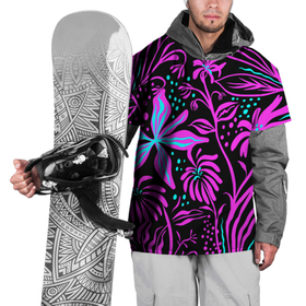 Накидка на куртку 3D с принтом Цветочная композиция   Fashion trend в Санкт-Петербурге, 100% полиэстер |  | composition | fashion | flowers | neon | композиция | мода | неон | цветы