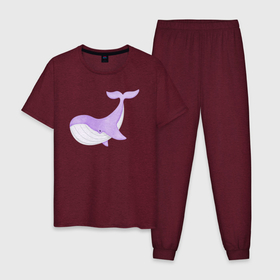 Мужская пижама хлопок с принтом Милый Кит Плавает в Курске, 100% хлопок | брюки и футболка прямого кроя, без карманов, на брюках мягкая резинка на поясе и по низу штанин
 | animals | cute | животные | кит | киты | милые | море | природа