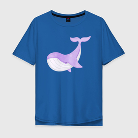 Мужская футболка хлопок Oversize с принтом Милый Кит Плавает в Санкт-Петербурге, 100% хлопок | свободный крой, круглый ворот, “спинка” длиннее передней части | animals | cute | животные | кит | киты | милые | море | природа
