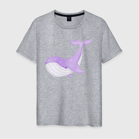 Мужская футболка хлопок с принтом Милый Кит Плавает в Кировске, 100% хлопок | прямой крой, круглый вырез горловины, длина до линии бедер, слегка спущенное плечо. | animals | cute | животные | кит | киты | милые | море | природа
