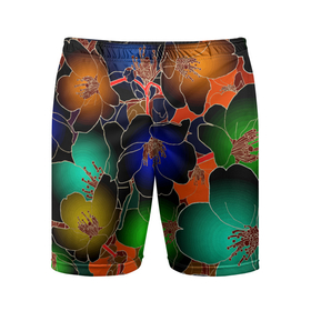 Мужские шорты спортивные с принтом Vanguard floral pattern   Summer night   Fashion trend в Кировске,  |  | fashion | flowers | neon | night | pattern | summer | trend | vanguard | авангард | лето | мода | неон | ночь | тренд | узор | цветы