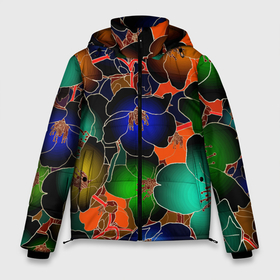 Мужская зимняя куртка 3D с принтом Vanguard floral pattern   Summer night   Fashion trend в Тюмени, верх — 100% полиэстер; подкладка — 100% полиэстер; утеплитель — 100% полиэстер | длина ниже бедра, свободный силуэт Оверсайз. Есть воротник-стойка, отстегивающийся капюшон и ветрозащитная планка. 

Боковые карманы с листочкой на кнопках и внутренний карман на молнии. | Тематика изображения на принте: fashion | flowers | neon | night | pattern | summer | trend | vanguard | авангард | лето | мода | неон | ночь | тренд | узор | цветы