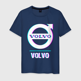 Мужская футболка хлопок с принтом Значок Volvo в стиле Glitch в Санкт-Петербурге, 100% хлопок | прямой крой, круглый вырез горловины, длина до линии бедер, слегка спущенное плечо. | auto | brand | glitch | logo | symbol | volvo | авто | бренд | вольво | глитч | значок | лого | символ