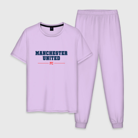 Мужская пижама хлопок с принтом Manchester United FC Classic в Курске, 100% хлопок | брюки и футболка прямого кроя, без карманов, на брюках мягкая резинка на поясе и по низу штанин
 | club | football | logo | manchester | manchester united | united | клуб | лого | манчестер | мяч | символ | спорт | футбол | футболист | футболисты | футбольный | юнайтед