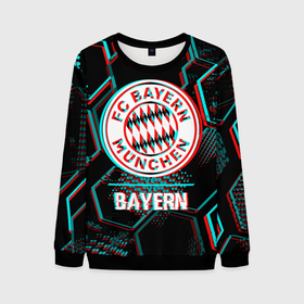 Мужской свитшот 3D с принтом Bayern FC в стиле Glitch на темном фоне в Белгороде, 100% полиэстер с мягким внутренним слоем | круглый вырез горловины, мягкая резинка на манжетах и поясе, свободная посадка по фигуре | bayern | club | fc | football | glitch | logo | munchen | баерн | глитч | клуб | лого | мюнхен | мяч | символ | спорт | футбол | футболист | футболисты | футбольный