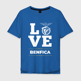 Мужская футболка хлопок Oversize с принтом Benfica Love Classic в Петрозаводске, 100% хлопок | свободный крой, круглый ворот, “спинка” длиннее передней части | benfica | club | football | logo | love | бенфика | клуб | лого | мяч | символ | спорт | футбол | футболист | футболисты | футбольный