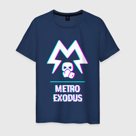 Мужская футболка хлопок с принтом Metro Exodus в стиле Glitch (Баги Графики) в Санкт-Петербурге, 100% хлопок | прямой крой, круглый вырез горловины, длина до линии бедер, слегка спущенное плечо. | exodus | glitch | logo | metro | metro exodus | баги | глитч | игра | игры | лого | логотип | метро | символ | эксодус