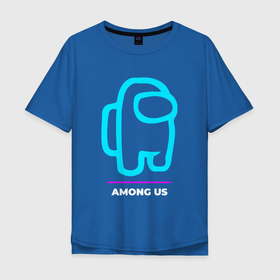 Мужская футболка хлопок Oversize с принтом Символ Among Us в неоновых цветах , 100% хлопок | свободный крой, круглый ворот, “спинка” длиннее передней части | among us | logo | neon | амонг ас | игра | игры | лого | логотип | неон | символ