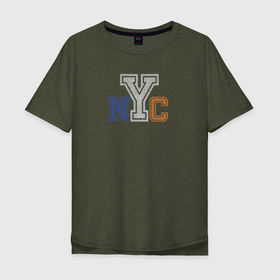 Мужская футболка хлопок Oversize с принтом NYC New York City в Екатеринбурге, 100% хлопок | свободный крой, круглый ворот, “спинка” длиннее передней части | Тематика изображения на принте: new york city | nyc | usa | город | нью йорк | сша