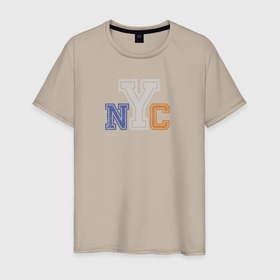 Мужская футболка хлопок с принтом NYC New York City в Екатеринбурге, 100% хлопок | прямой крой, круглый вырез горловины, длина до линии бедер, слегка спущенное плечо. | Тематика изображения на принте: new york city | nyc | usa | город | нью йорк | сша