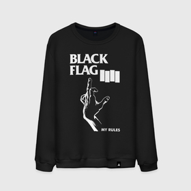 Мужской свитшот хлопок с принтом BLACK FLAG РУКА в Санкт-Петербурге, 100% хлопок |  | black flag | music | punk | rock | музыка | панк | рок | чернй флаг