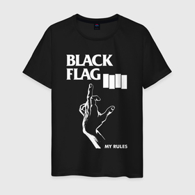 Мужская футболка хлопок с принтом BLACK FLAG РУКА , 100% хлопок | прямой крой, круглый вырез горловины, длина до линии бедер, слегка спущенное плечо. | black flag | music | punk | rock | музыка | панк | рок | чернй флаг
