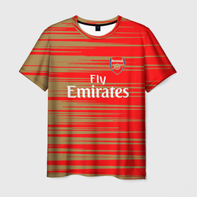 Мужская футболка 3D с принтом arsenal    fly emirates в Санкт-Петербурге, 100% полиэфир | прямой крой, круглый вырез горловины, длина до линии бедер | arsenal | fc | football | football club | sport | арсенал | спорт | спортивные | униформа | фирменные цвета | фк | футбол | футбольный клуб