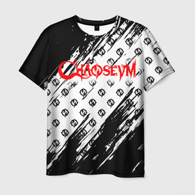 Мужская футболка 3D с принтом Chaoseum | Pattern | Logo в Санкт-Петербурге, 100% полиэфир | прямой крой, круглый вырез горловины, длина до линии бедер | chaoseum | emblem | logo | music | rock | лого | логотип | музыка | рок | чаосеум | эмблема