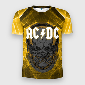 Мужская футболка 3D Slim с принтом AC DC | SKULL ROCK в Санкт-Петербурге, 100% полиэстер с улучшенными характеристиками | приталенный силуэт, круглая горловина, широкие плечи, сужается к линии бедра | Тематика изображения на принте: ac dc | acdc | rock | skull | ангус янг | ас дс | асдс | блюз рок | крис слэйд | музыка | рок | рок н ролл | стиви янг | хард рок | череп | эй си ди си | эксл роуз