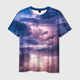 Мужская футболка 3D с принтом Stormy sky в Белгороде, 100% полиэфир | прямой крой, круглый вырез горловины, длина до линии бедер | гроза | грозовое небо | грозовые облака | молния | небо | облака | тучи