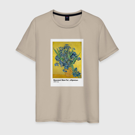 Мужская футболка хлопок с принтом Ван Гог Ирисы в Тюмени, 100% хлопок | прямой крой, круглый вырез горловины, длина до линии бедер, слегка спущенное плечо. | ван гог | искусство | картины | картины вангога | художник | художники