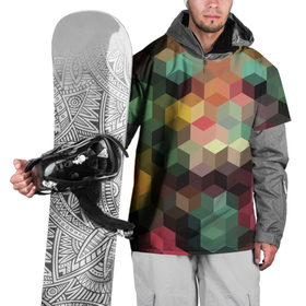 Накидка на куртку 3D с принтом Разноцветный геометрический узор   3D в Кировске, 100% полиэстер |  | 3d | trendy | геометрический | геометрия | объемный | разноцветный