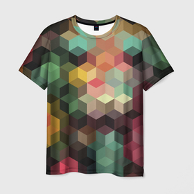 Мужская футболка 3D с принтом Разноцветный геометрический узор   3D в Кировске, 100% полиэфир | прямой крой, круглый вырез горловины, длина до линии бедер | 3d | trendy | геометрический | геометрия | объемный | разноцветный