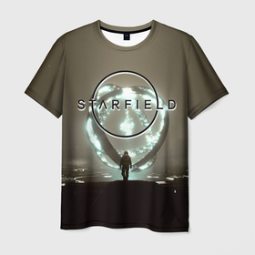 Мужская футболка 3D с принтом Артефакт Starfield в Санкт-Петербурге, 100% полиэфир | прямой крой, круглый вырез горловины, длина до линии бедер | 