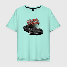 Мужская футболка хлопок Oversize с принтом Muscle legend в Тюмени, 100% хлопок | свободный крой, круглый ворот, “спинка” длиннее передней части | muscle legend | авто | автомобиль | гонки | легенда | машина