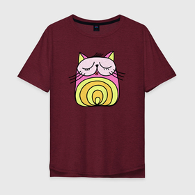 Мужская футболка хлопок Oversize с принтом Абстрактный  круглый  котик , 100% хлопок | свободный крой, круглый ворот, “спинка” длиннее передней части | Тематика изображения на принте: cat | абстрактный кот | кот | котик | кошка