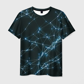 Мужская футболка 3D с принтом Neural Network в Рязани, 100% полиэфир | прямой крой, круглый вырез горловины, длина до линии бедер | всемирная паутина | нейронные сети | нейросеть | нейросеть паттерн | неон