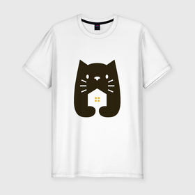 Мужская футболка хлопок Slim с принтом Homie Cat в Новосибирске, 92% хлопок, 8% лайкра | приталенный силуэт, круглый вырез ворота, длина до линии бедра, короткий рукав | Тематика изображения на принте: animals | cat | kitty | дом | друг | животные | китти | кот | котенок | котэ | кошка | мяу