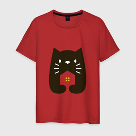 Мужская футболка хлопок с принтом Homie Cat в Новосибирске, 100% хлопок | прямой крой, круглый вырез горловины, длина до линии бедер, слегка спущенное плечо. | Тематика изображения на принте: animals | cat | kitty | дом | друг | животные | китти | кот | котенок | котэ | кошка | мяу