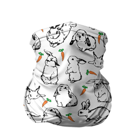 Бандана-труба 3D с принтом Зайцы с морковками в Екатеринбурге, 100% полиэстер, ткань с особыми свойствами — Activecool | плотность 150‒180 г/м2; хорошо тянется, но сохраняет форму | Тематика изображения на принте: animals | eared | rabbits | small | summer | животные | зайки | зайцы | зайчики | кролики | лето | маленькие | морковки | резвятся | стая зайцев | стая кроликов | ушастые