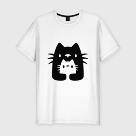 Мужская футболка хлопок Slim с принтом Cats Family , 92% хлопок, 8% лайкра | приталенный силуэт, круглый вырез ворота, длина до линии бедра, короткий рукав | animals | cat | kitty | животные | китти | кот | котенок | котик | котэ | кошка | мяу | обнимашки