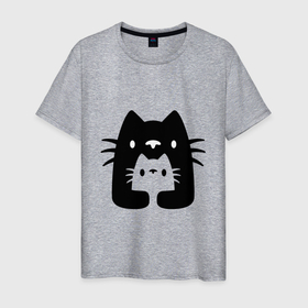 Мужская футболка хлопок с принтом Cats Family , 100% хлопок | прямой крой, круглый вырез горловины, длина до линии бедер, слегка спущенное плечо. | animals | cat | kitty | животные | китти | кот | котенок | котик | котэ | кошка | мяу | обнимашки