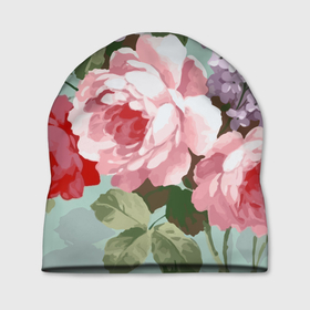 Шапка 3D с принтом Букет роз   Лето в Тюмени, 100% полиэстер | универсальный размер, печать по всей поверхности изделия | bouquet | bud | leaf | rose | summer | букет | бутон | лето | лист | роза