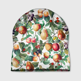Шапка 3D с принтом Летний Фруктовый Сад в Белгороде, 100% полиэстер | универсальный размер, печать по всей поверхности изделия | fruits | summer | вишня | груши | киви | лето | сад | сливы | фрукты | яблоки
