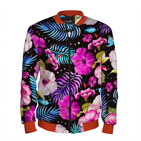 Мужской бомбер 3D с принтом Floral pattern   Summer night   Fashion trend в Новосибирске, 100% полиэстер | застегивается на молнию, по бокам два кармана без застежек, по низу бомбера и на воротнике - эластичная резинка | fashion | flowers | night | pattern | summer | trend | лето | мода | ночь | паттерн | тренд | цветы