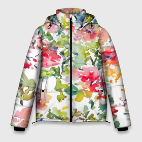 Мужская зимняя куртка 3D с принтом Floral pattern   Watercolour   Summer в Кировске, верх — 100% полиэстер; подкладка — 100% полиэстер; утеплитель — 100% полиэстер | длина ниже бедра, свободный силуэт Оверсайз. Есть воротник-стойка, отстегивающийся капюшон и ветрозащитная планка. 

Боковые карманы с листочкой на кнопках и внутренний карман на молнии. | abstraction | fashion | flowers | pattern | summer | watercolour | абстракция | акварель | лето | мода | узор | цветы