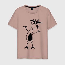 Мужская футболка хлопок с принтом Танцующий лось в Тюмени, 100% хлопок | прямой крой, круглый вырез горловины, длина до линии бедер, слегка спущенное плечо. | для детей | животные | звери | имя | интернет приколы | лось | любовь | мем | модный принт | новый мем | подарок | прикол | прикольный принт | принт | просто лось | тренд | футболка