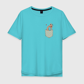 Мужская футболка хлопок Oversize с принтом Любовь жирафов в кармане в Белгороде, 100% хлопок | свободный крой, круглый ворот, “спинка” длиннее передней части | в кармане | жираф | жирафы | любовь | семья | сердце