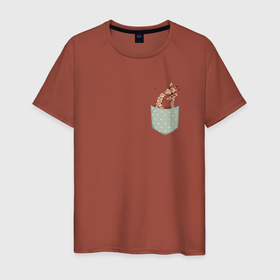 Мужская футболка хлопок с принтом Любовь жирафов в кармане в Новосибирске, 100% хлопок | прямой крой, круглый вырез горловины, длина до линии бедер, слегка спущенное плечо. | Тематика изображения на принте: в кармане | жираф | жирафы | любовь | семья | сердце