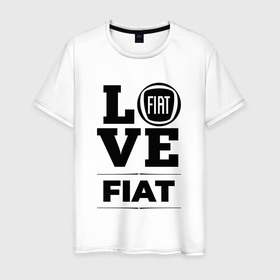 Мужская футболка хлопок с принтом Fiat Love Classic в Петрозаводске, 100% хлопок | прямой крой, круглый вырез горловины, длина до линии бедер, слегка спущенное плечо. | auto | brand | fiat | logo | love | symbol | авто | бренд | лого | символ | фиат